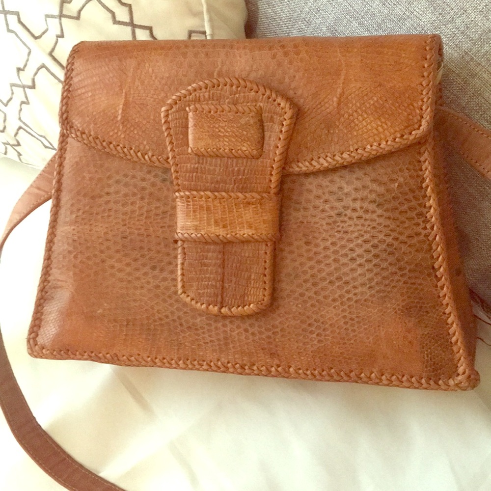 Natural animal skin bag.